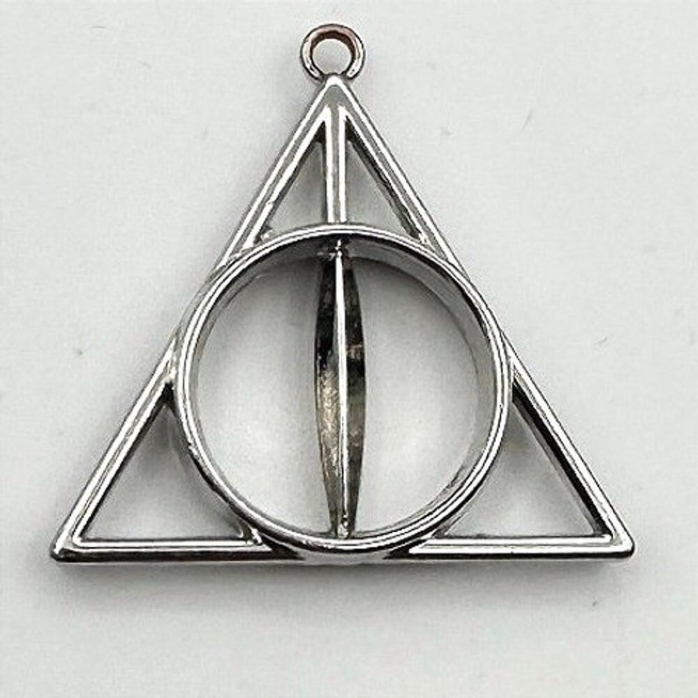 Vintage 90s Harry Potter Deathly Hallows Pendant Silver Tone Fashion Jewelry